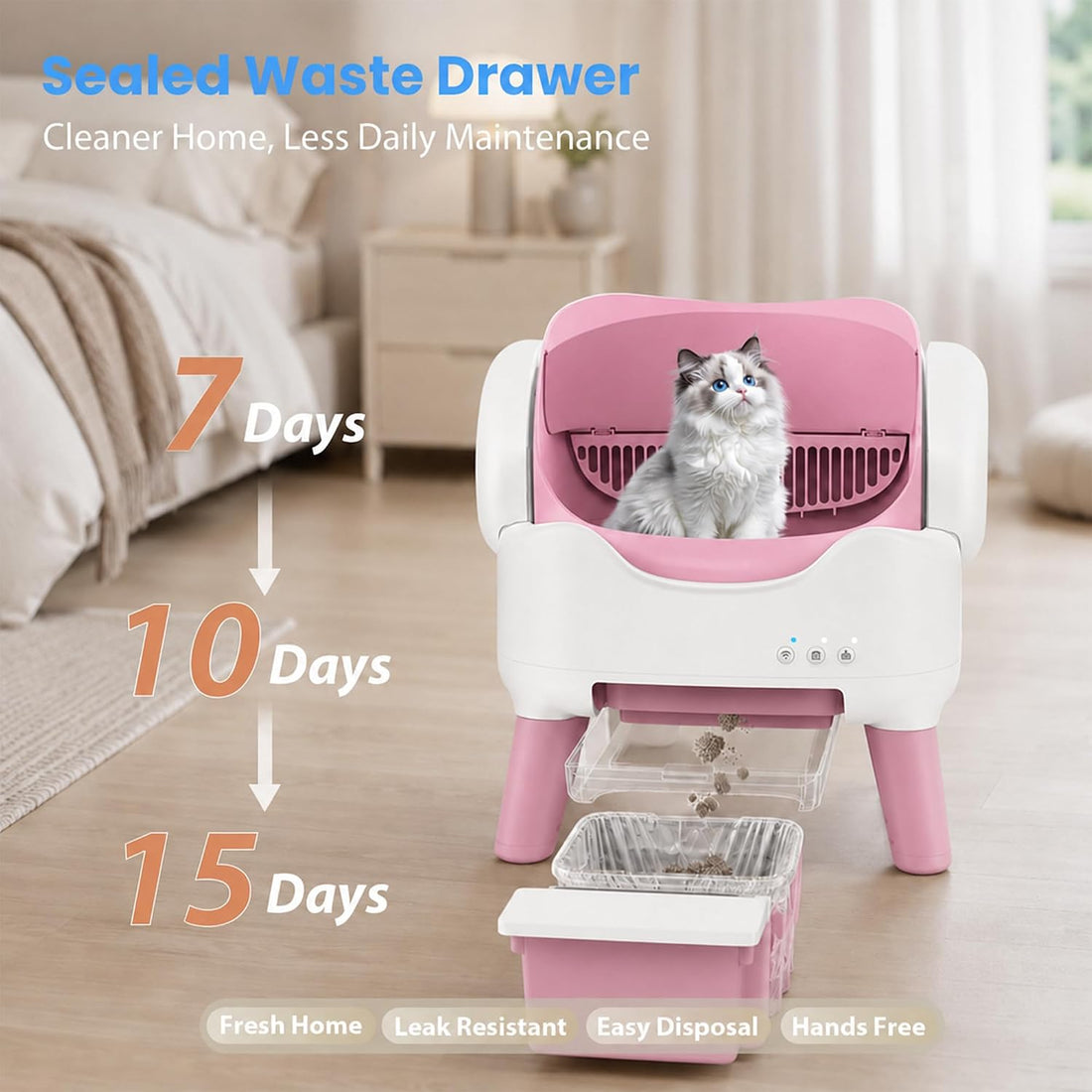 RPZ Self Cleaning Litter Box with APP, Automatic Litter Box for Cats