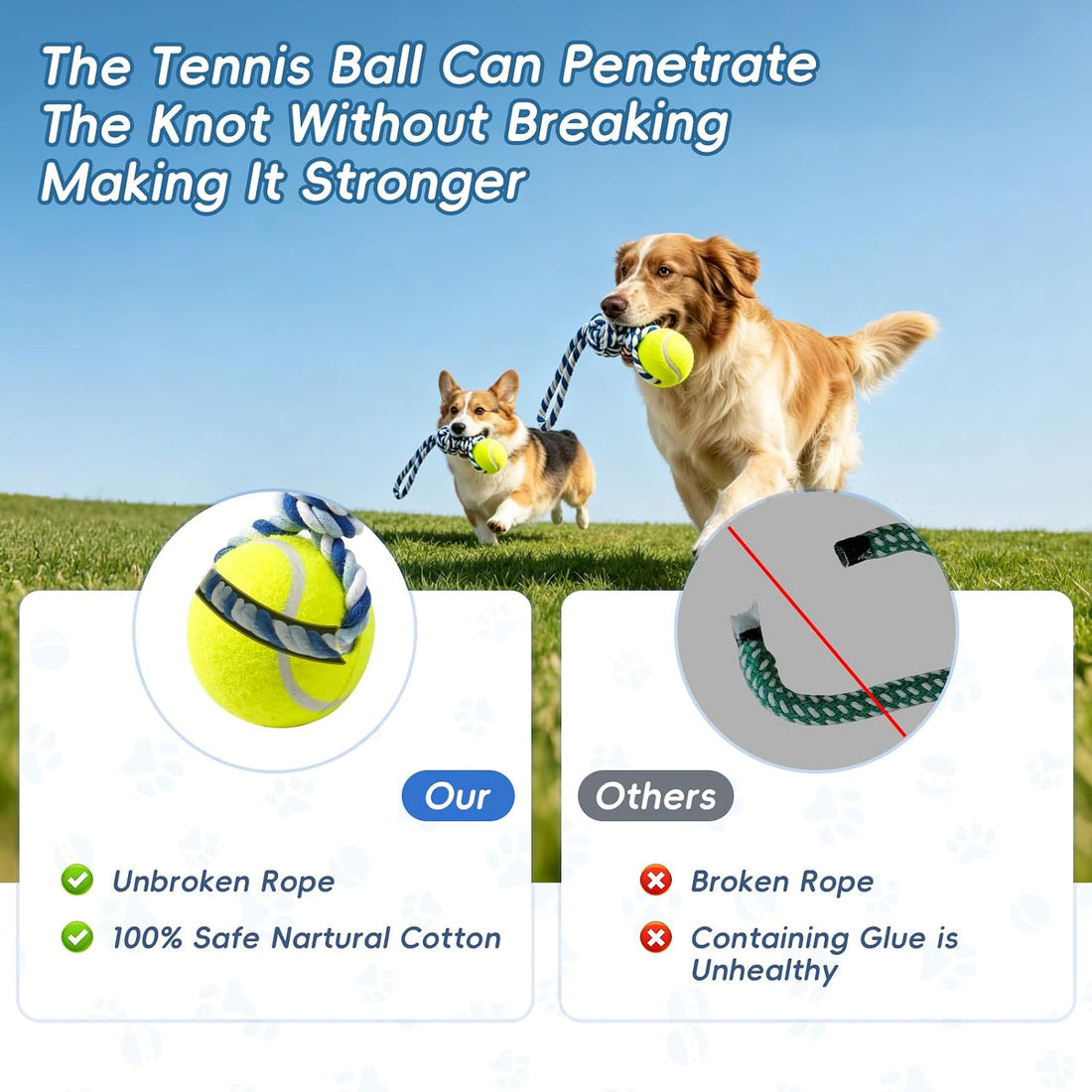 Erhalithegro Interactive Tug of War Rope Toy for Medium & Small Dogs