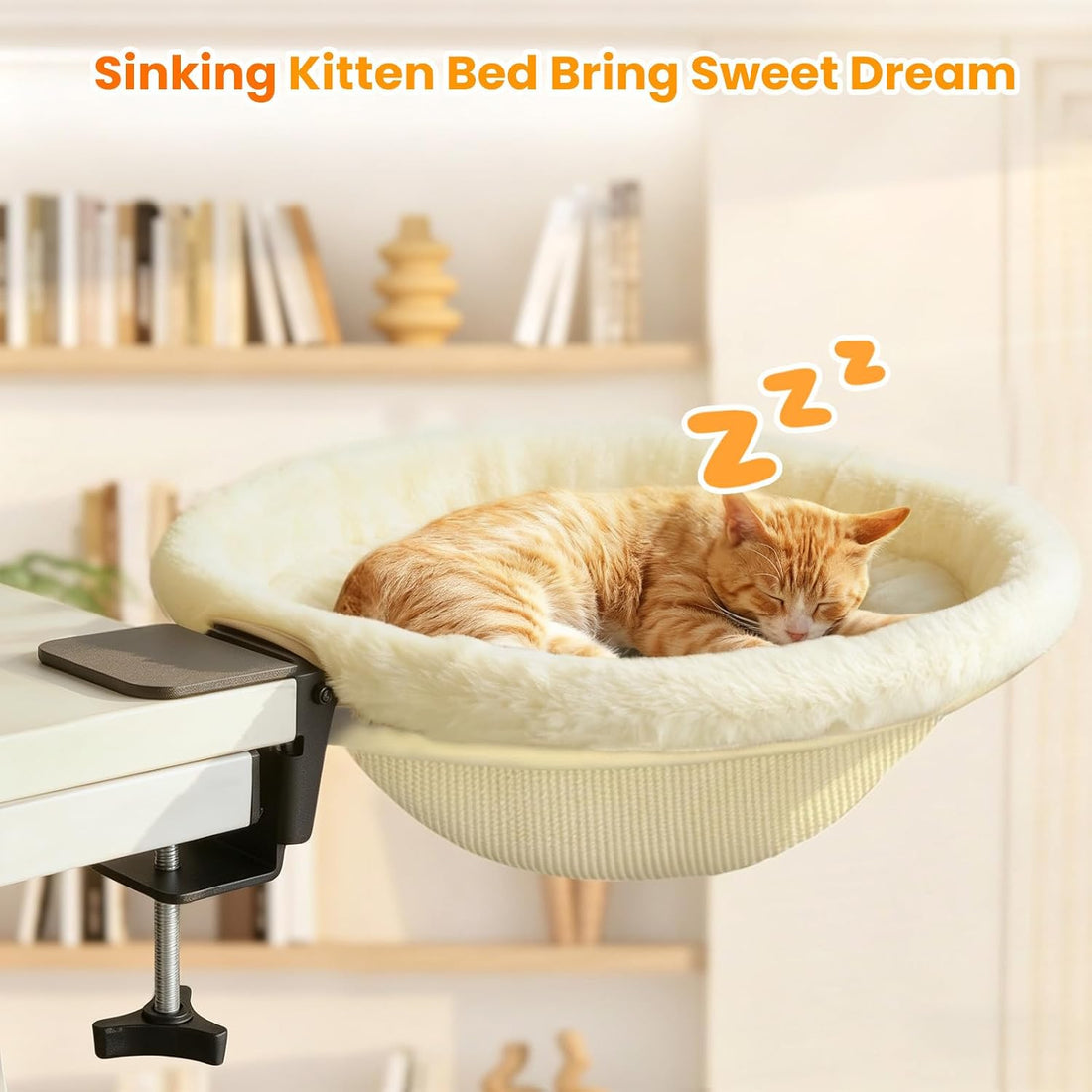 Pawaboo Cat Desk Bed, One-Click Foldable Sunken Cats Hammock up
