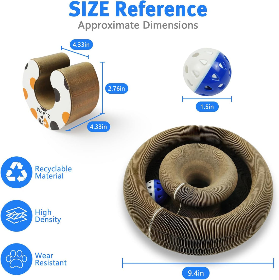 Cat Scratcher Cardboard, Kitty Curls Cat Toy for Indoor Cats
