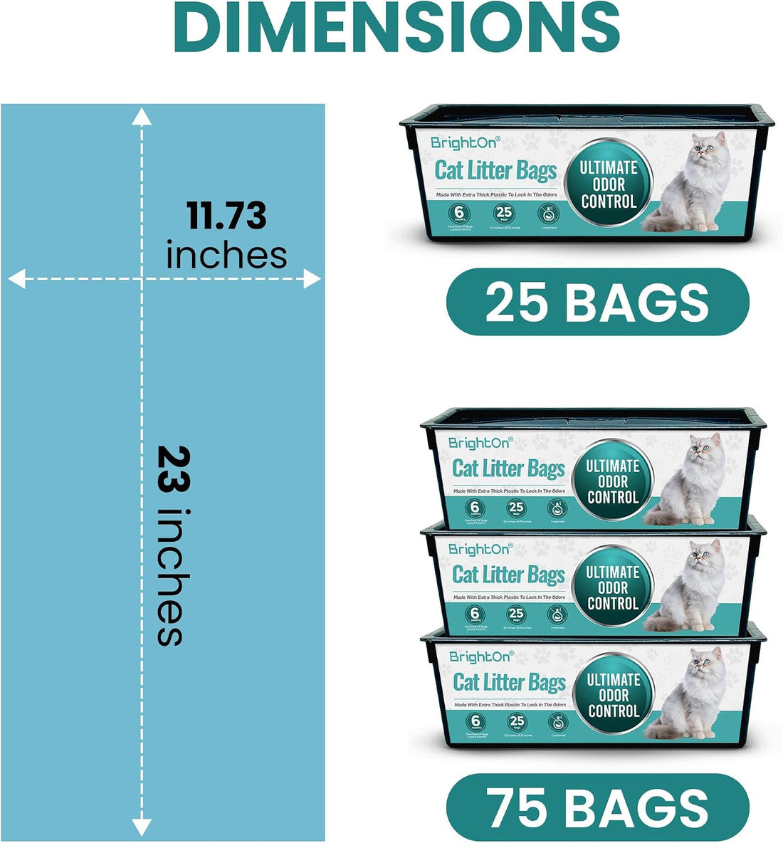 BrightOn®, 50 Litter Bag Refill Bags for Genie Easy Roll Litter Bin