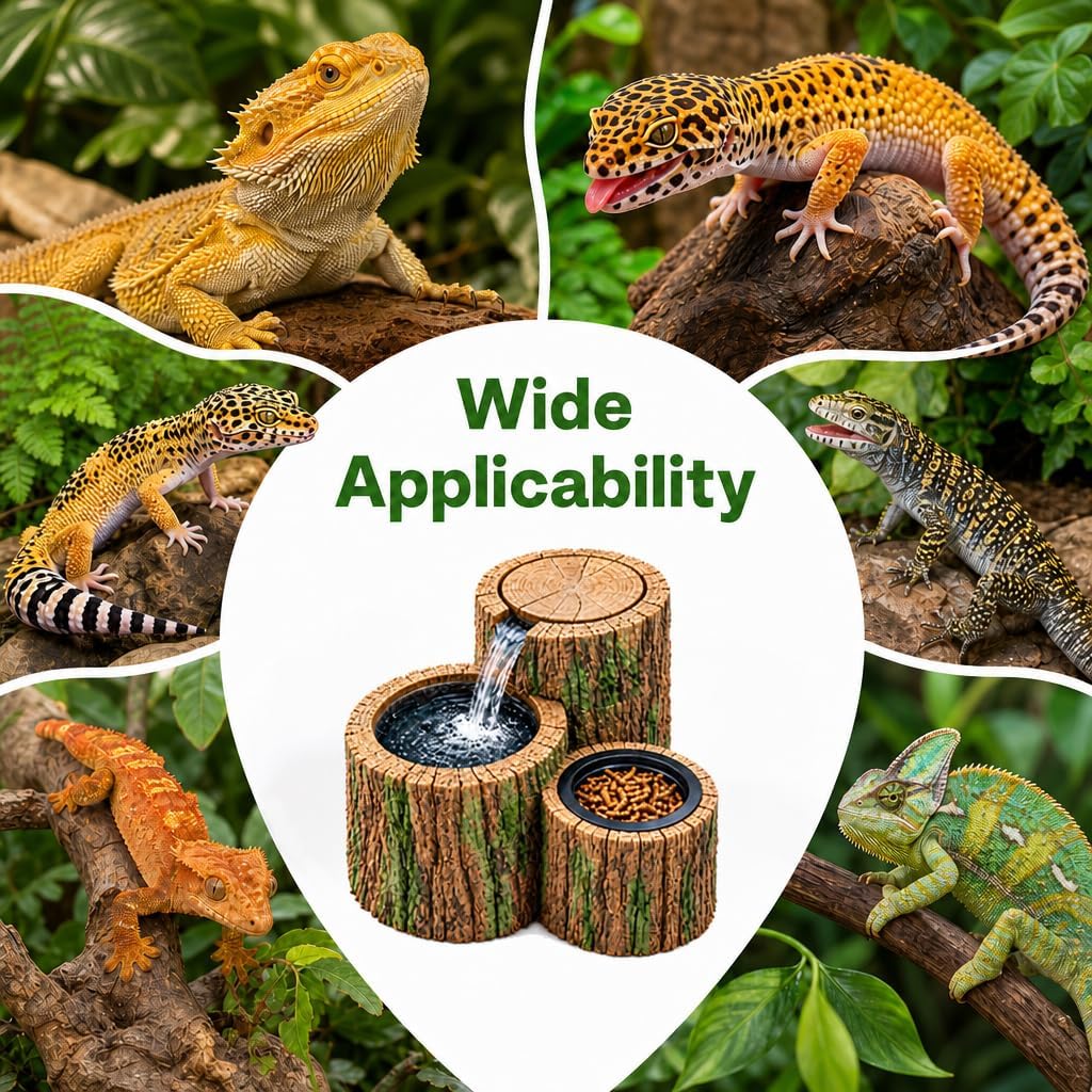2 in 1 Reptile Water Fountain with Food Dish