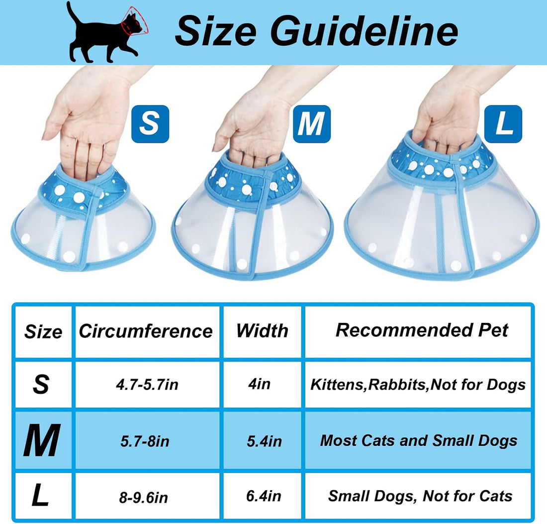 Vivifying Dog Recovery Cone for Small Dogs & Cats, Snap Closure, Blue