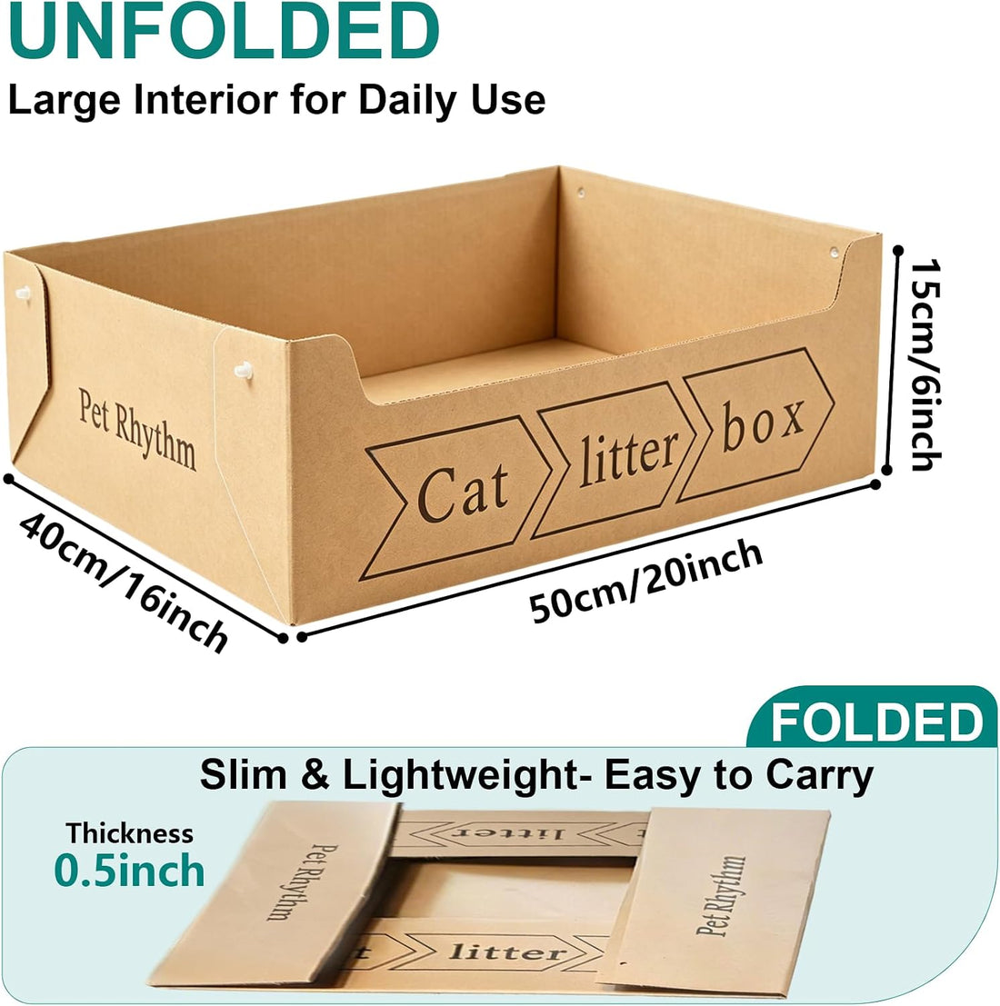 Disposable Cat Litter Box for Big Cats 3 Pack (20''x16''x6'')