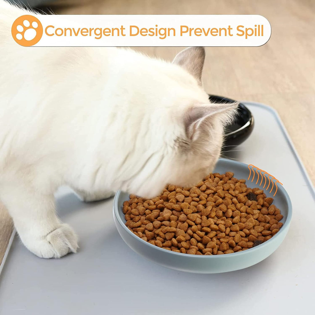 Ceramic Cat Bowls,Shallow Cat Dishes for Food and Water