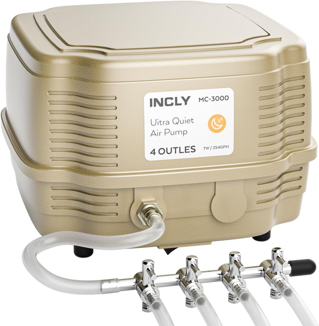 INCLY 7W Ultra Silent Aquarium Air Pump - 245 Gallon/Hr