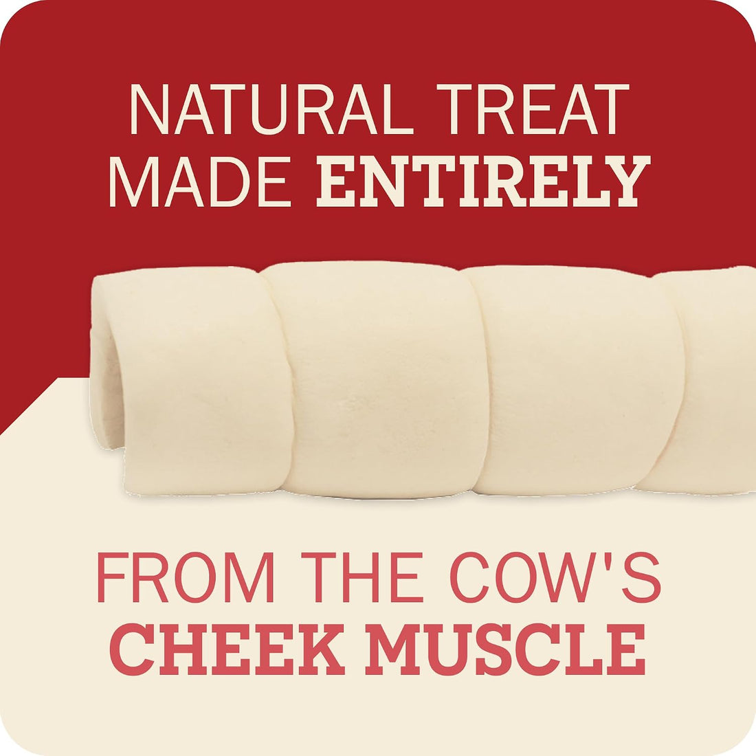 Redbarn Large Beef Cheek Rolls 100% Natural, Long Lasting Dog Chew
