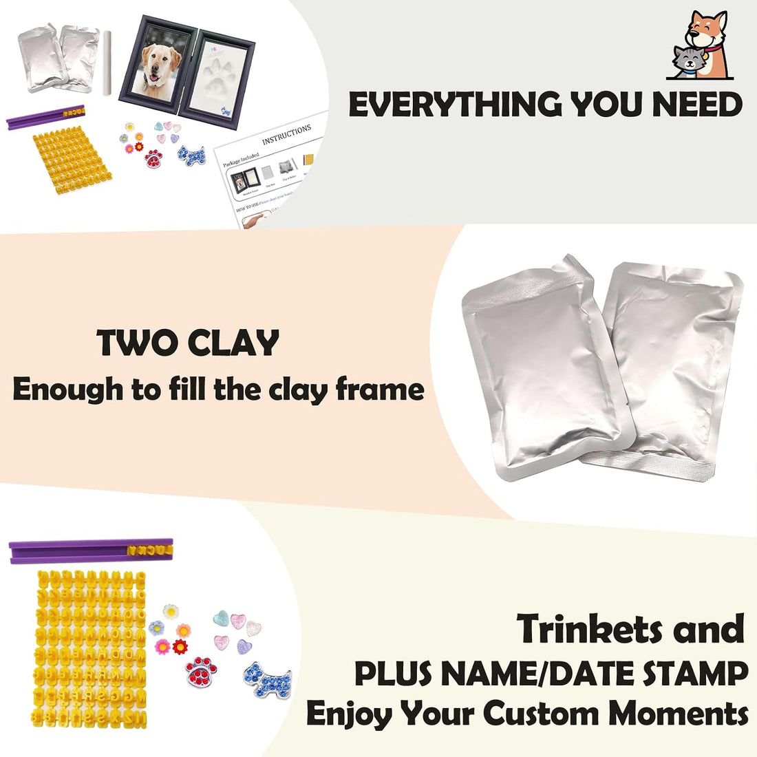 MYPAWLETS Dog or Cat Paw Print Kit with Trinkets,Pet paw Print