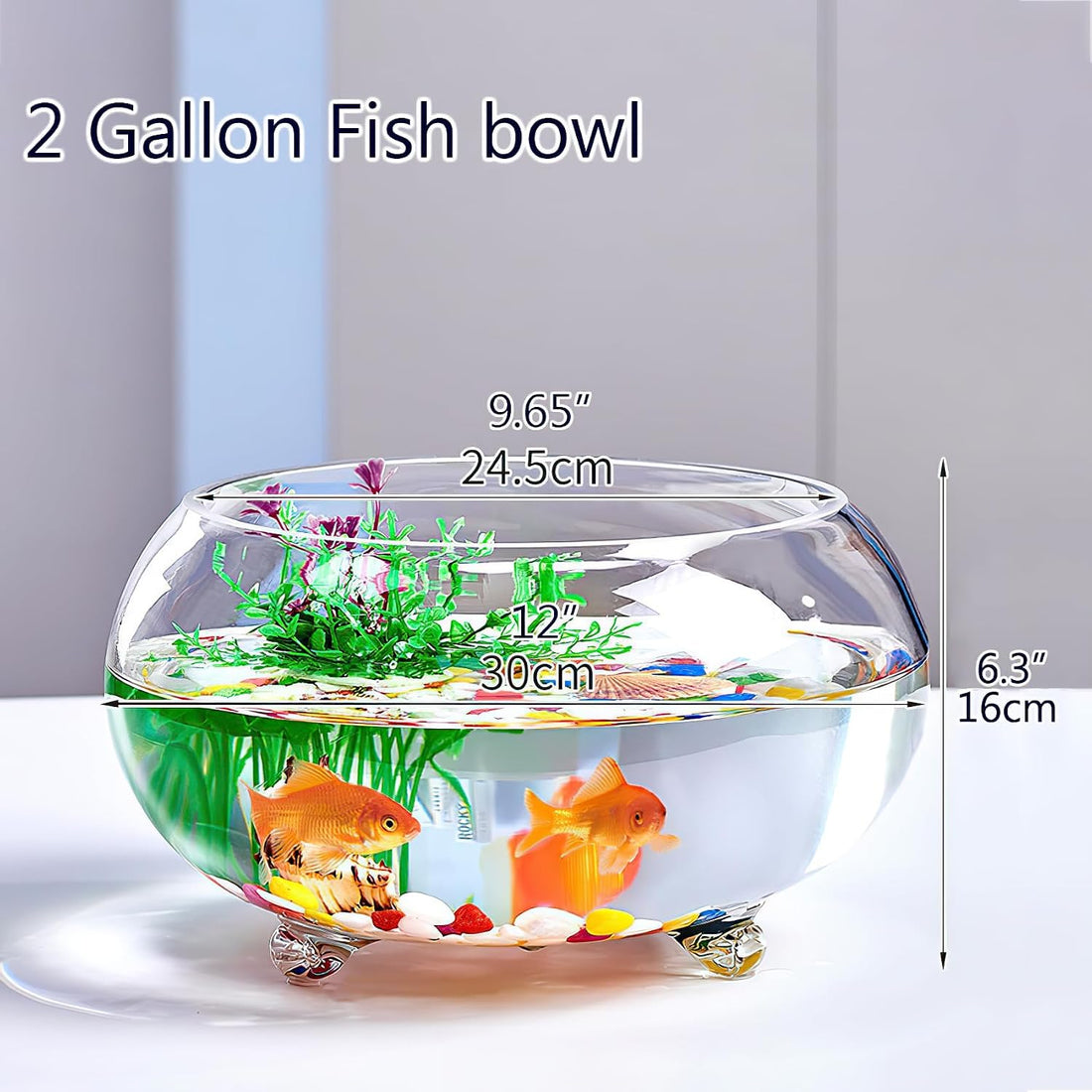 2 Gallon Glass Fish Tank,Sturdy Nicely Betta Fish Bowl,Small
