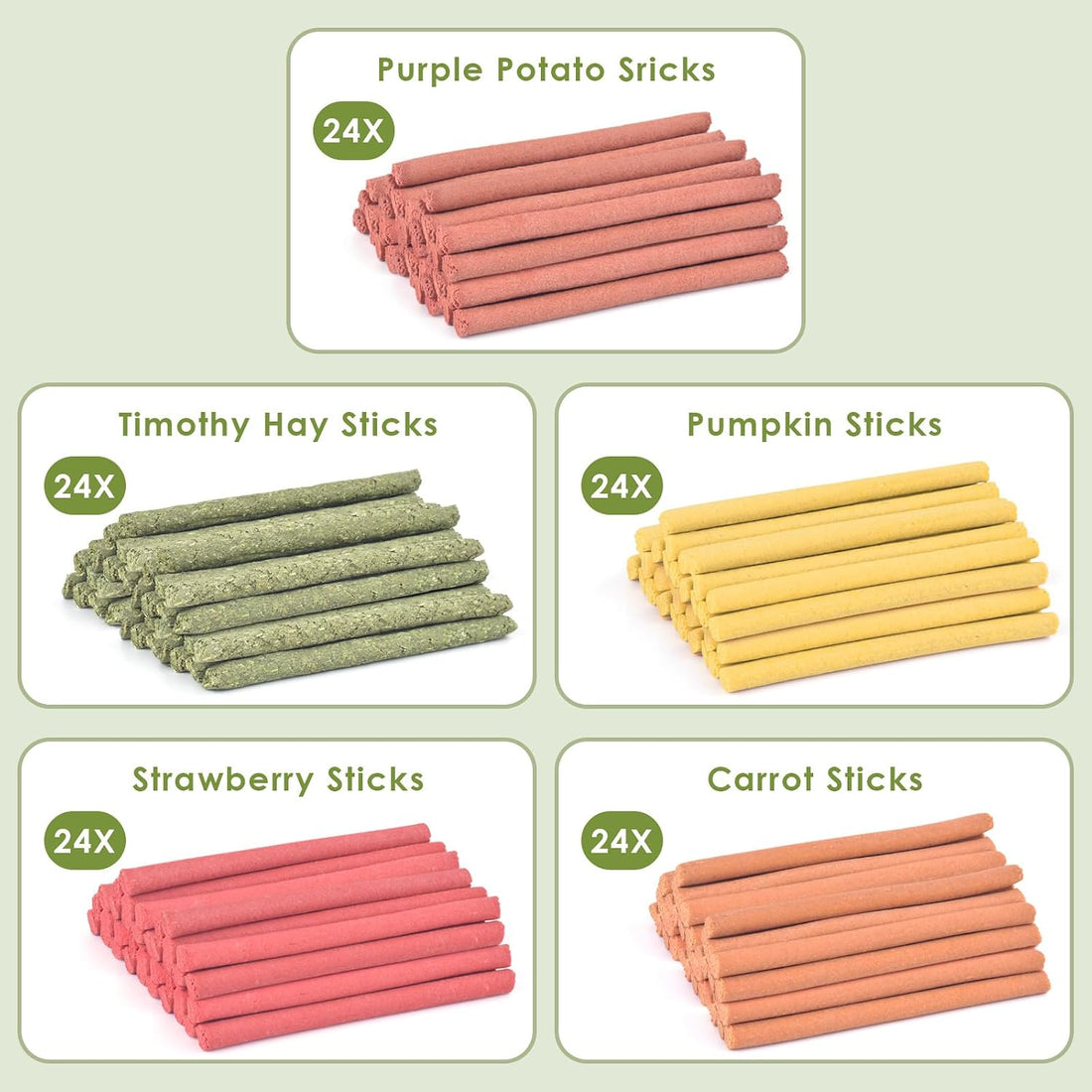ERKOON 40Pcs Rabbit Timothy Hay Sticks