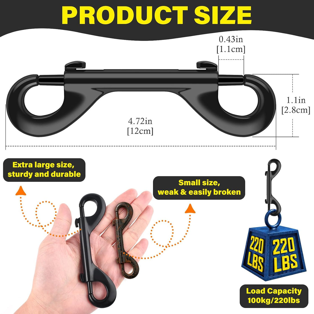 ERKOON 4.7 Inch Double End Trigger Snap Bolt Hooks for Horses