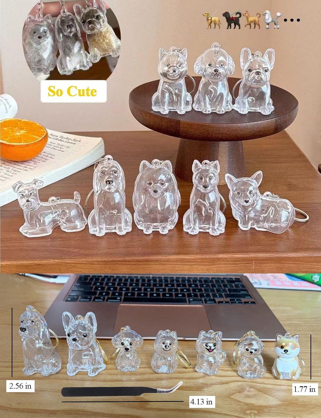 3D Clear Pet Hair Keepsake Keychain
