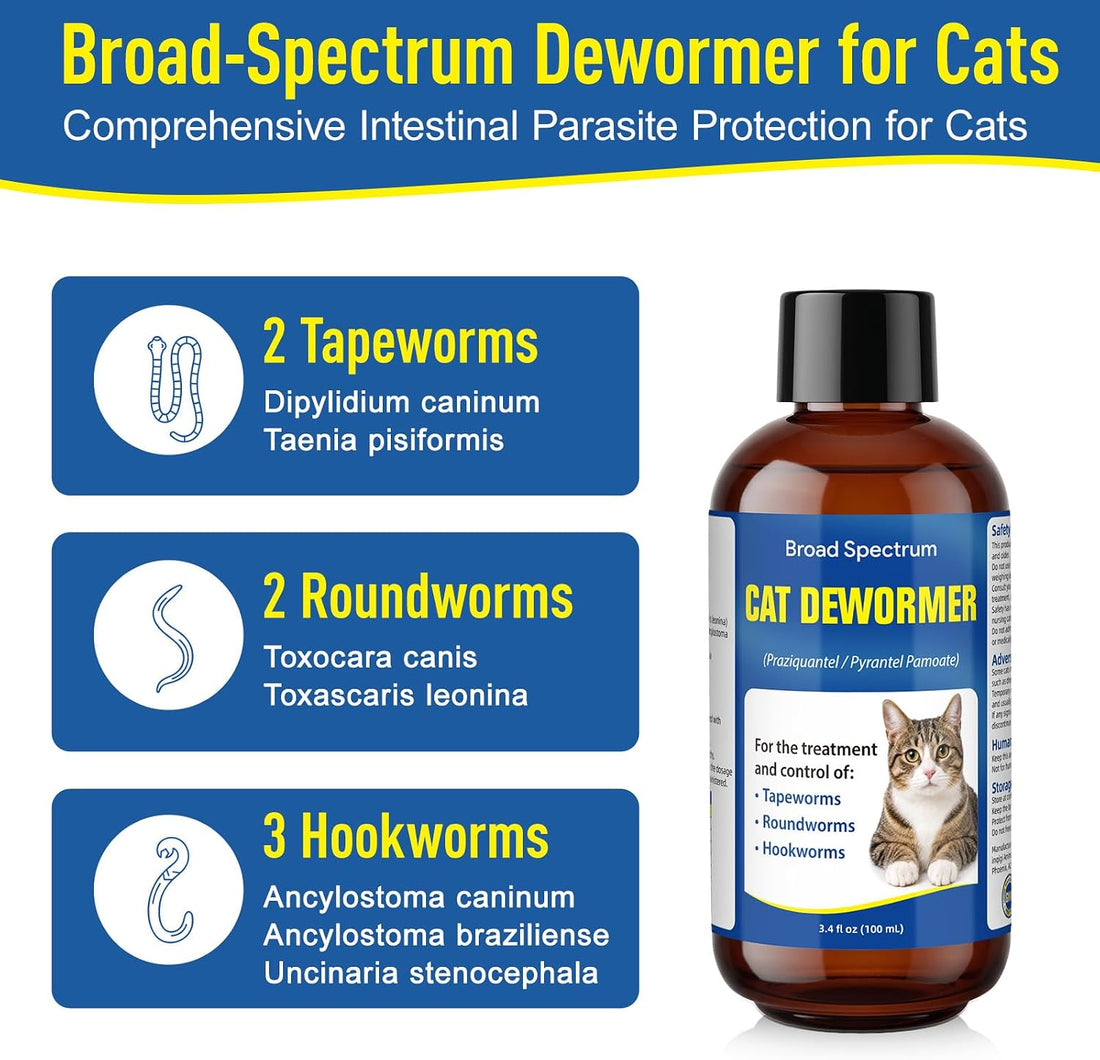 Dewormer for Cat and Kittens, Triple Dewormer for All Worms