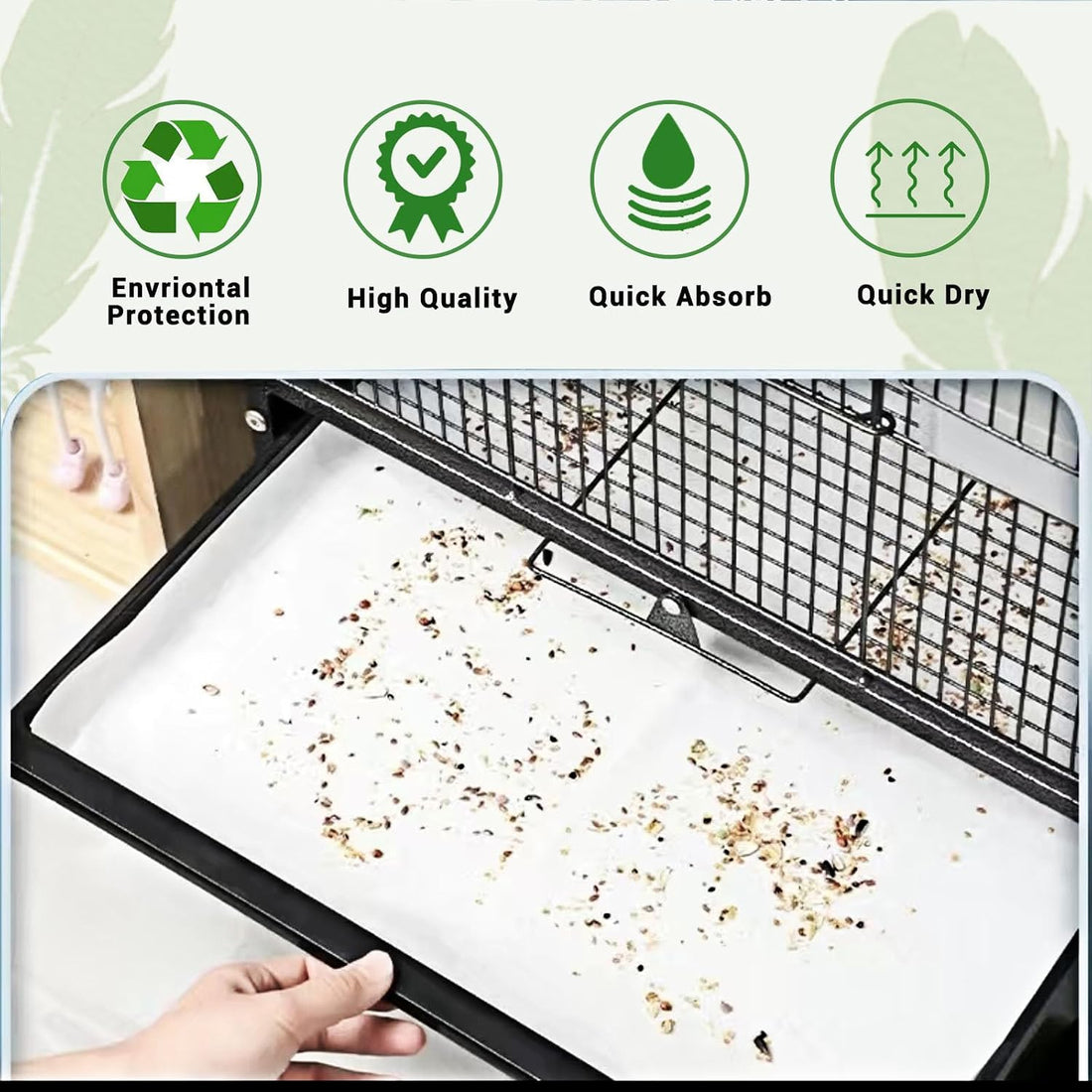 ZIQON 120 Pcs Bird Cage Liner Papers Big Size Cage Paper Liners