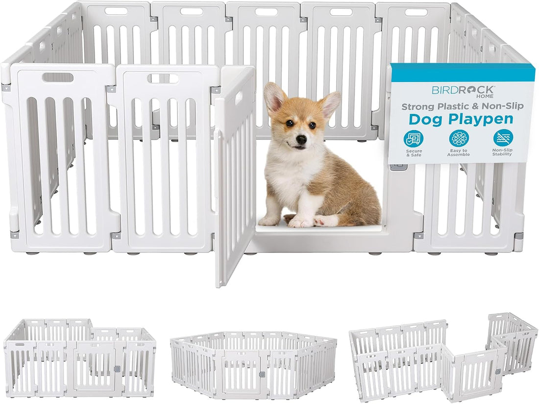 Internet’s Best Dog Playpen with Lockable Door, White, 190” x 25.6”