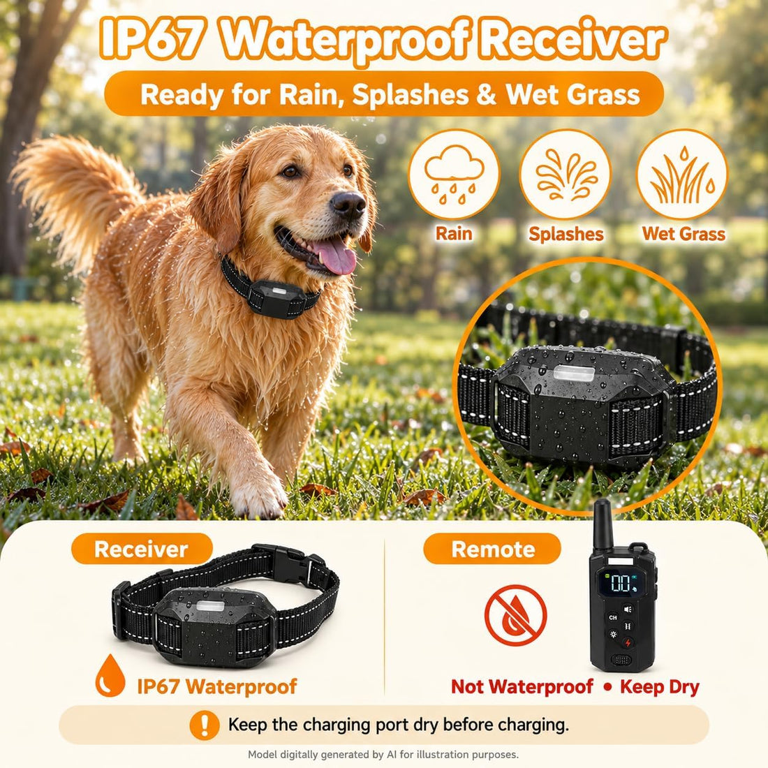 Dog Shock Collar with Remote, Traning Collar for Dog 8-120lbs, 3800FT
