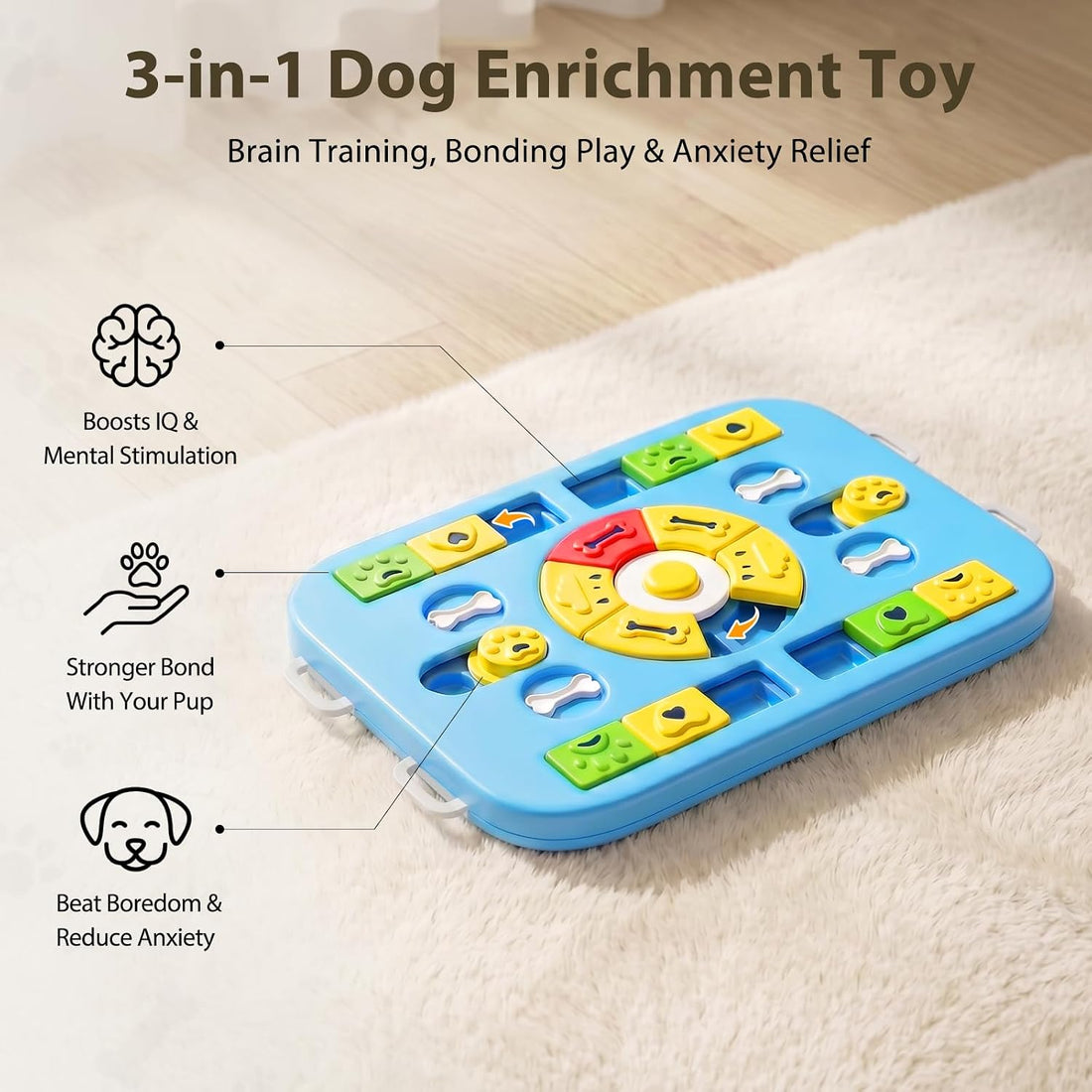 Dog Puzzle Toy, Treat Dispensing Dog Enrichment Toys, Blue