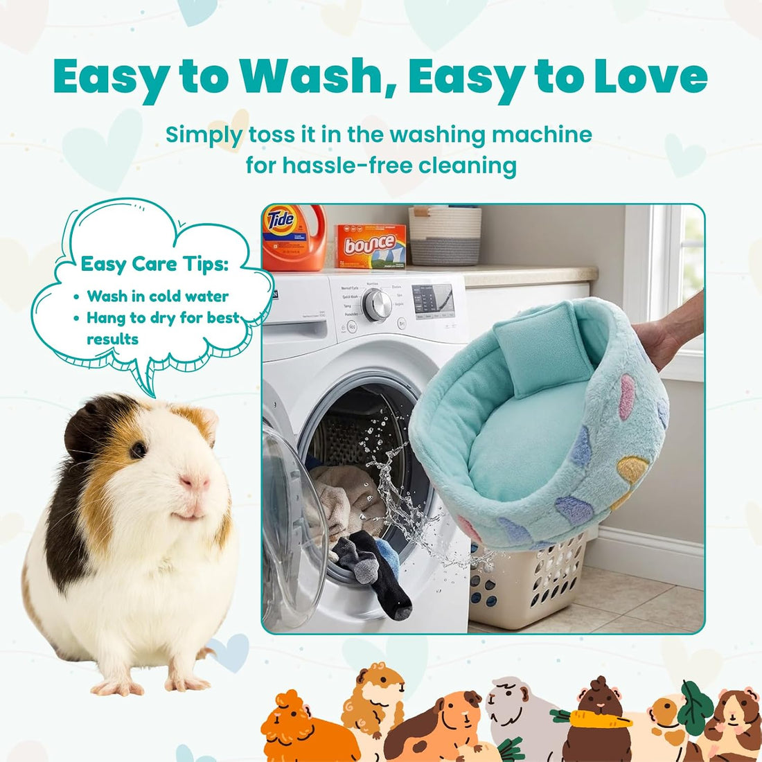 Guinea Pig Couch Bed, Plush Sofa with 2 Washable Mats & Pillow