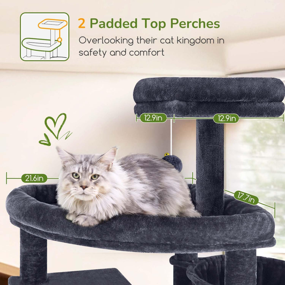 Globlazer Cactus Large Cat Tree for Large Cats, Tall Sturdy Cat Tower