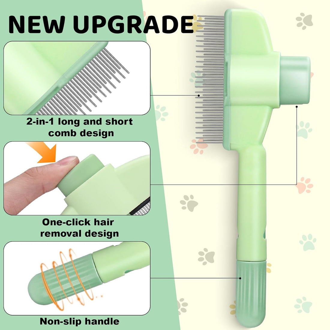 XANGNIER One-click Self Cleaning Cat Comb for Long/Short Haired Cats