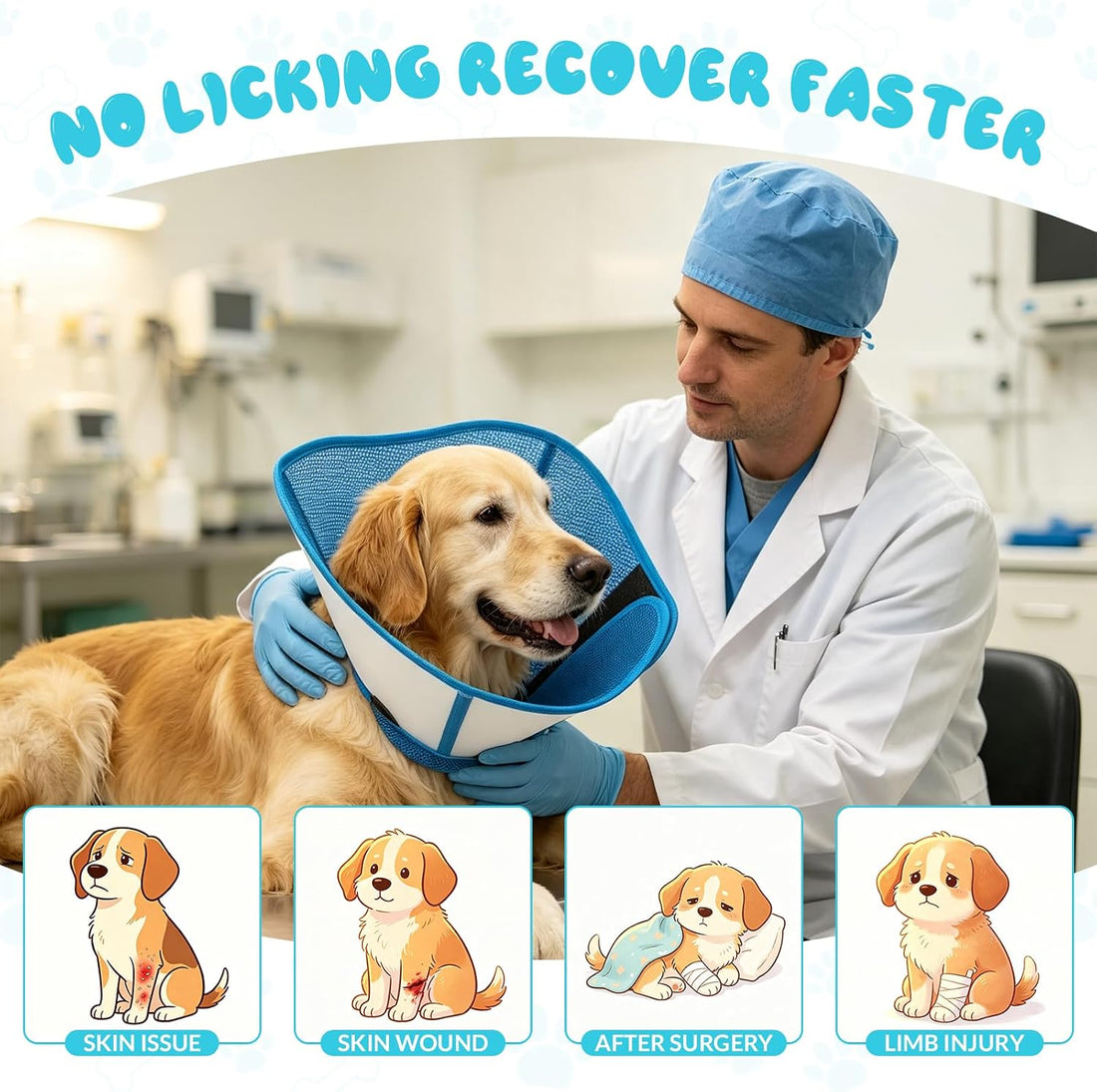 Dog Cone Collar After Surgery,Adjustable Soft Dog Cone