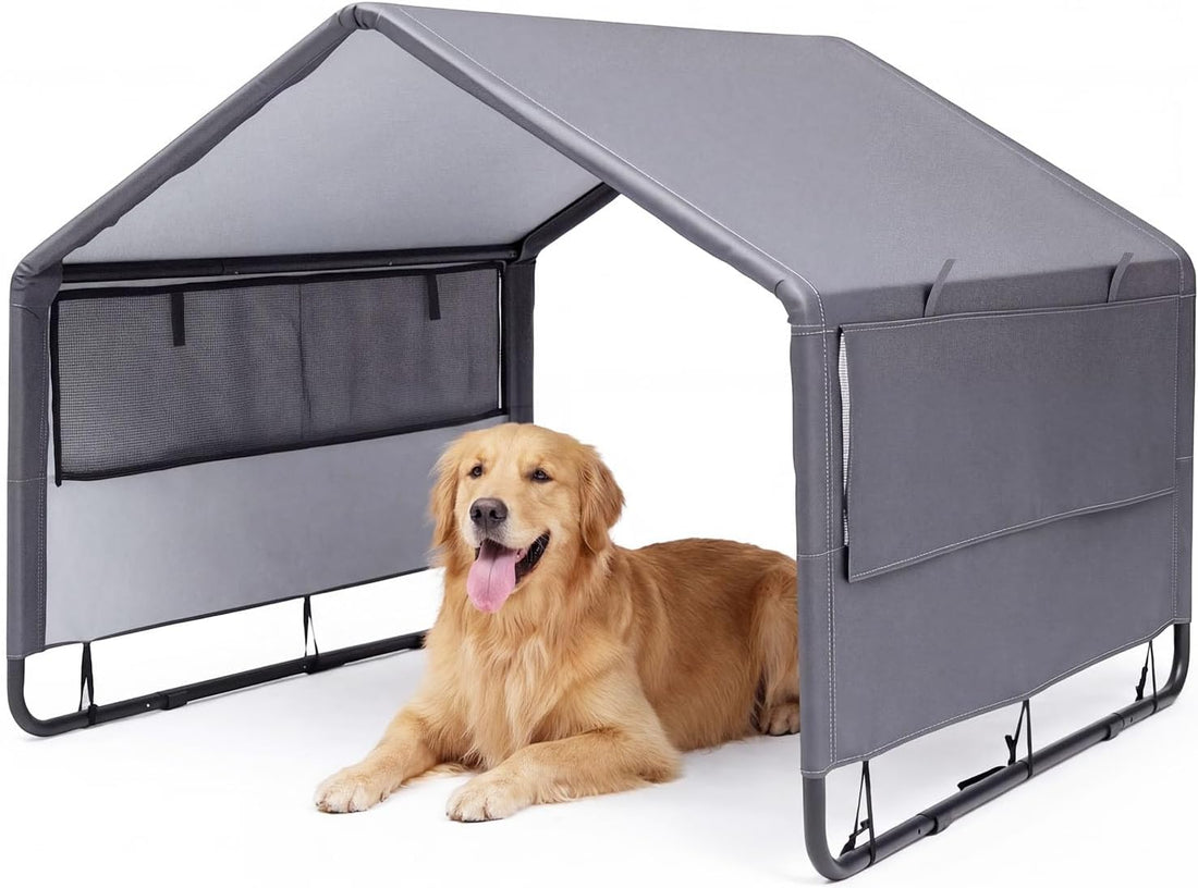 MEWANG Small Dog Tent Outdoor, Pet Shade Shelter Outside, Gray