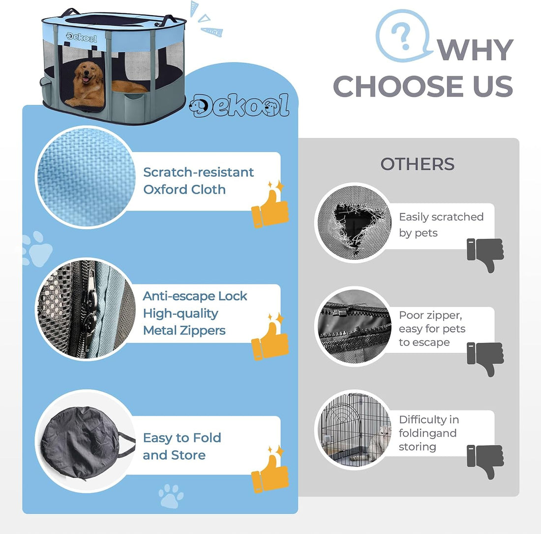Foldable Pet Playpen, Portable Crate for Dogs & Cats