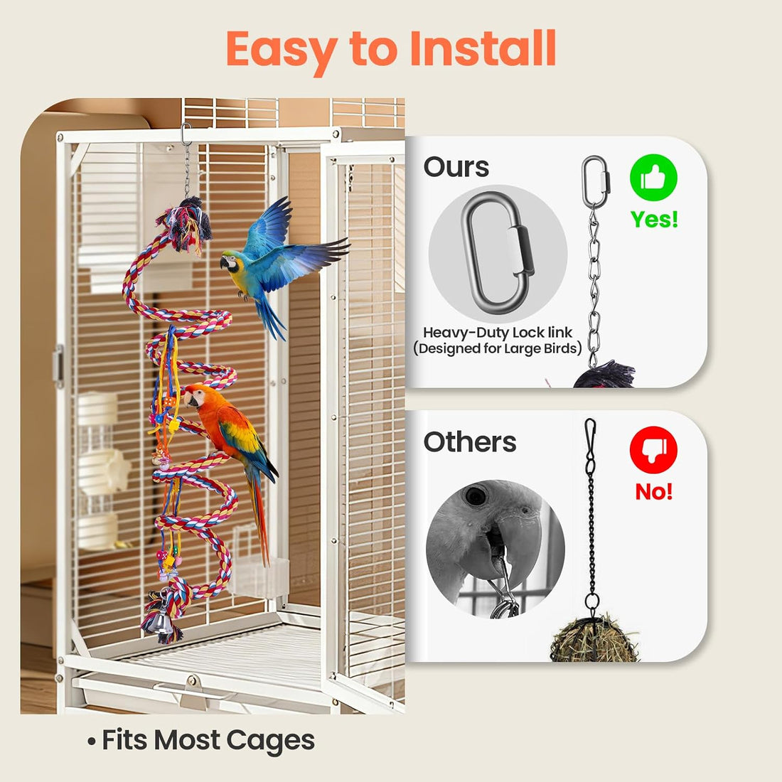 Ultra Long Bird Toys for Large Parrots