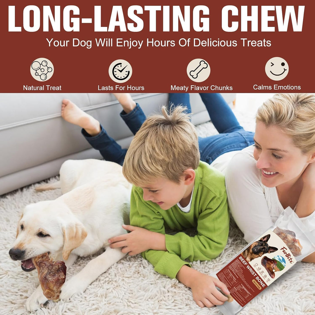 3 PCS Single Ingredient Beef Wrist Bones for Dogs