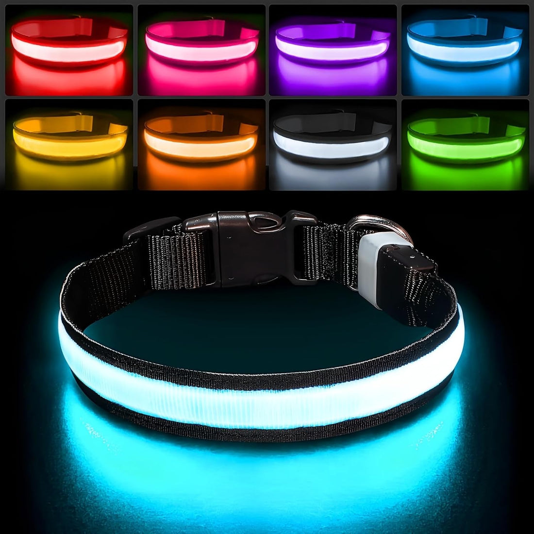 PcEoTllar Light up Dog Collar, Safe for Night Walking, Adjustable