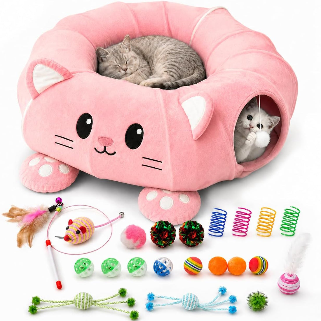 Cat Tunnel Bed with 21 Interactive Toys