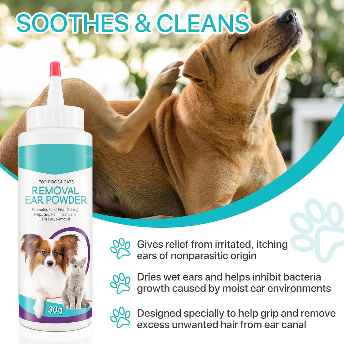 ALIVO Dog Ear Cleaner, Ear Cleaning Powder for Dogs & Cats Ear