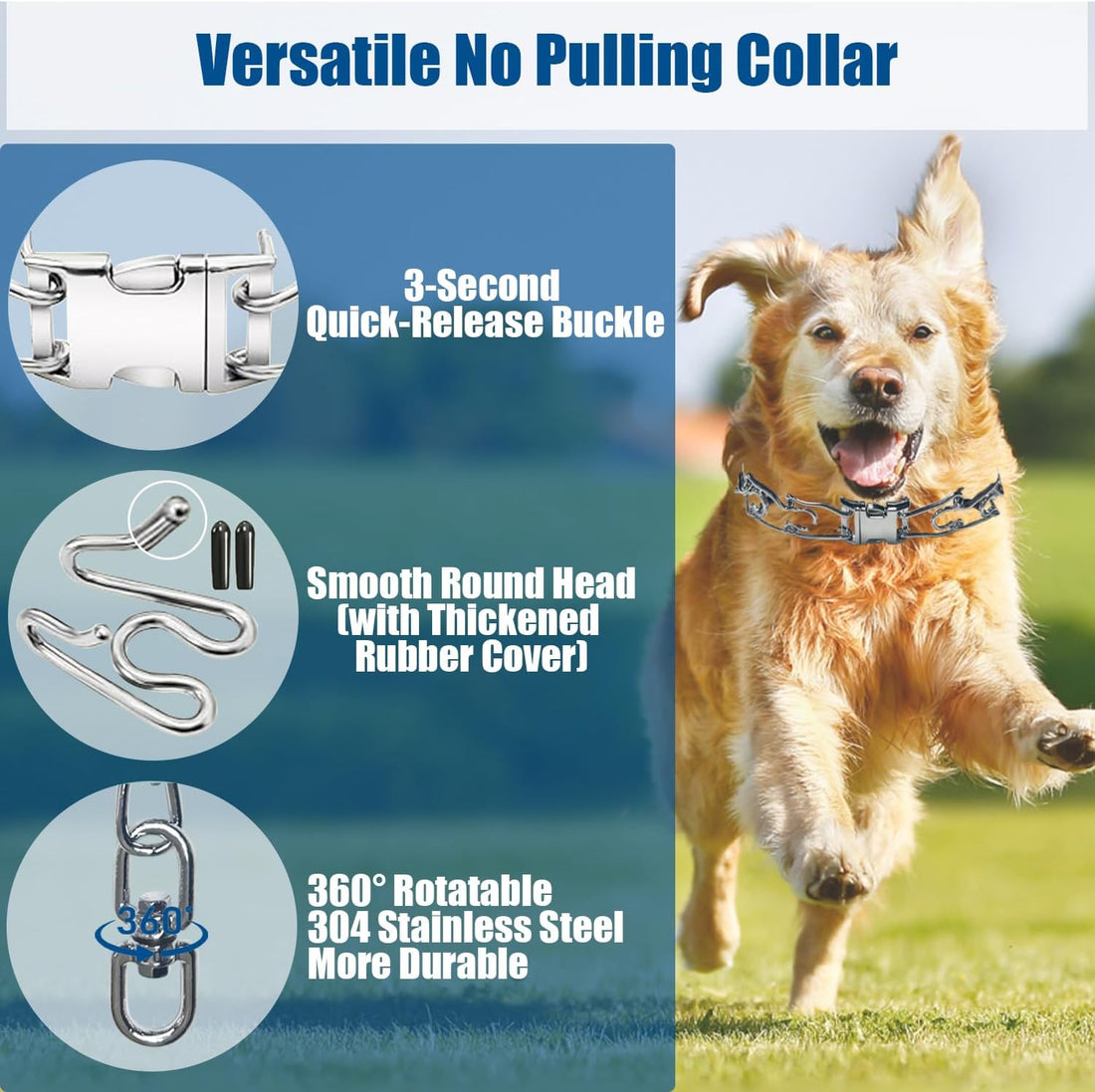 No Pull Dog Training Collar with Quick-Release Buckle for Dog,14-18"