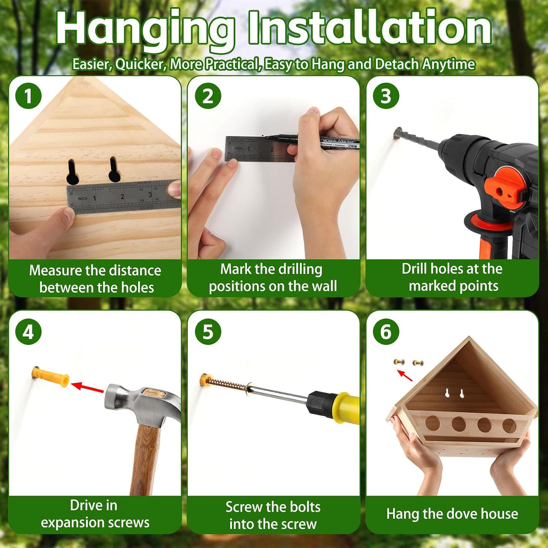 Dove Bird House for Outside, Wooden Mourning Dove Nesting Box