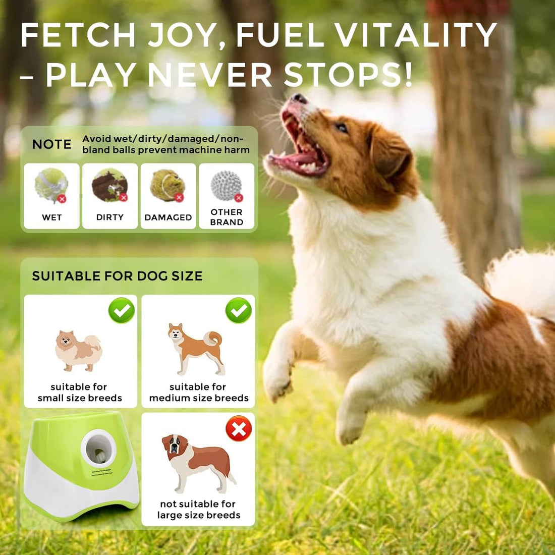Automatic Ball Launcher for Dogs, 3 Distance Settings