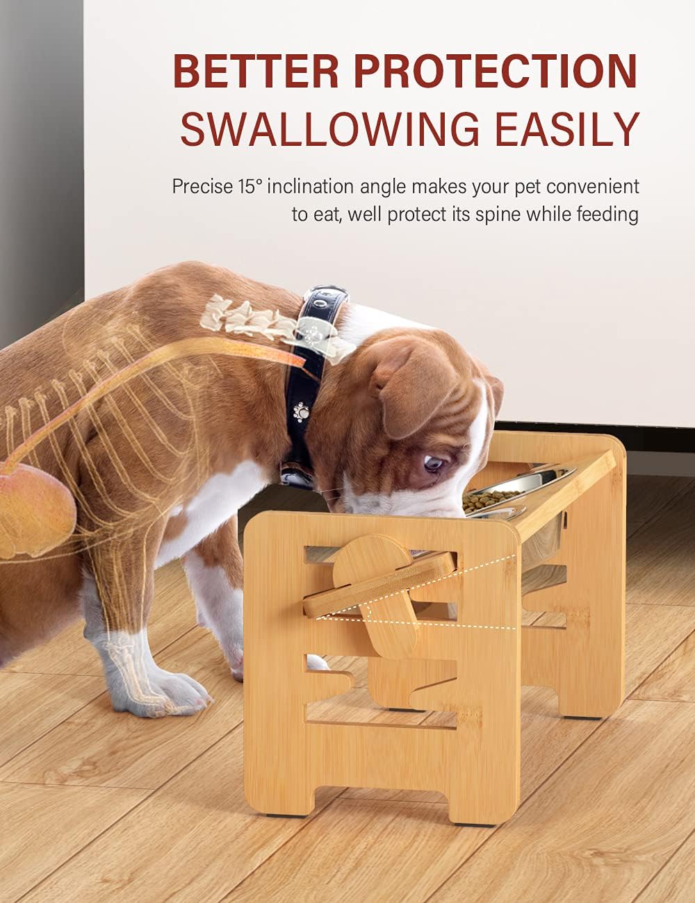 Vantic Elevated Dog Bowls, Adjustable Raised Dog Bowl Stand for Small
