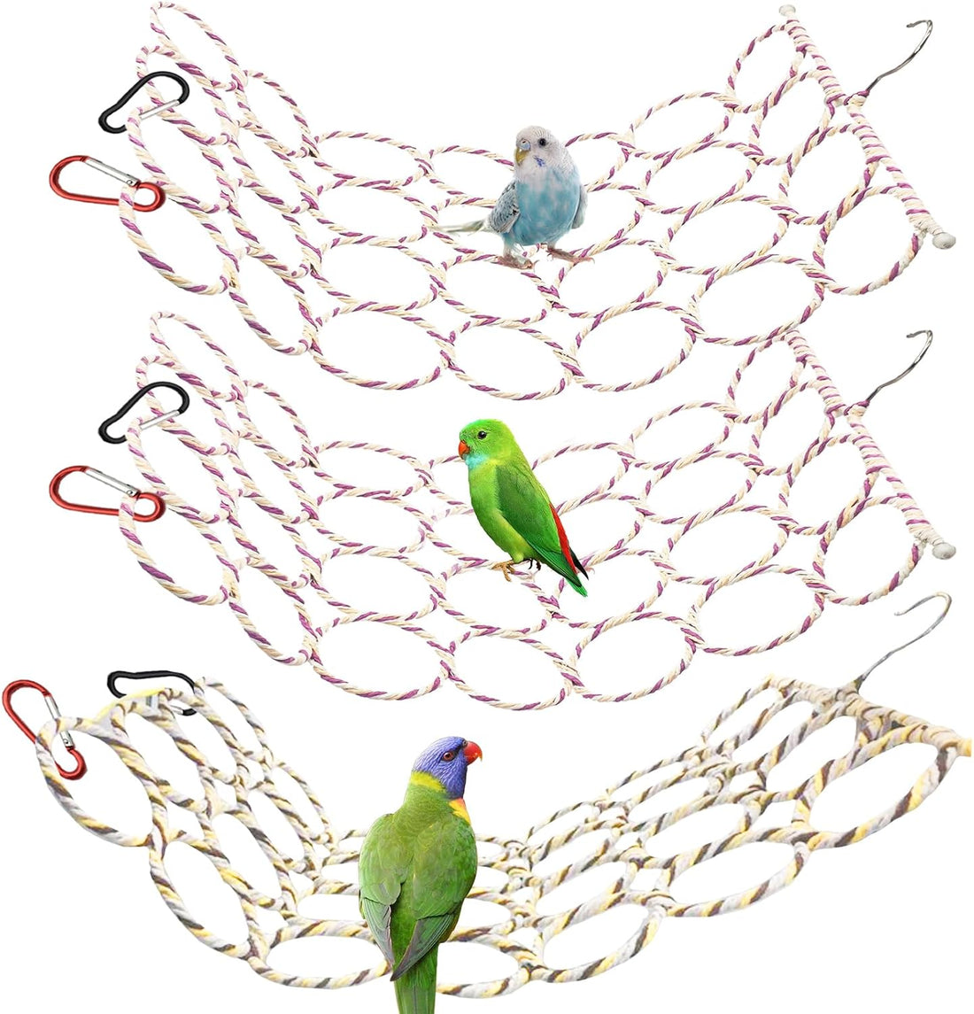BNOSDM Bird Climbing Net 4Pcs Parrot Hemp Rope Ladder Budgie Climbing