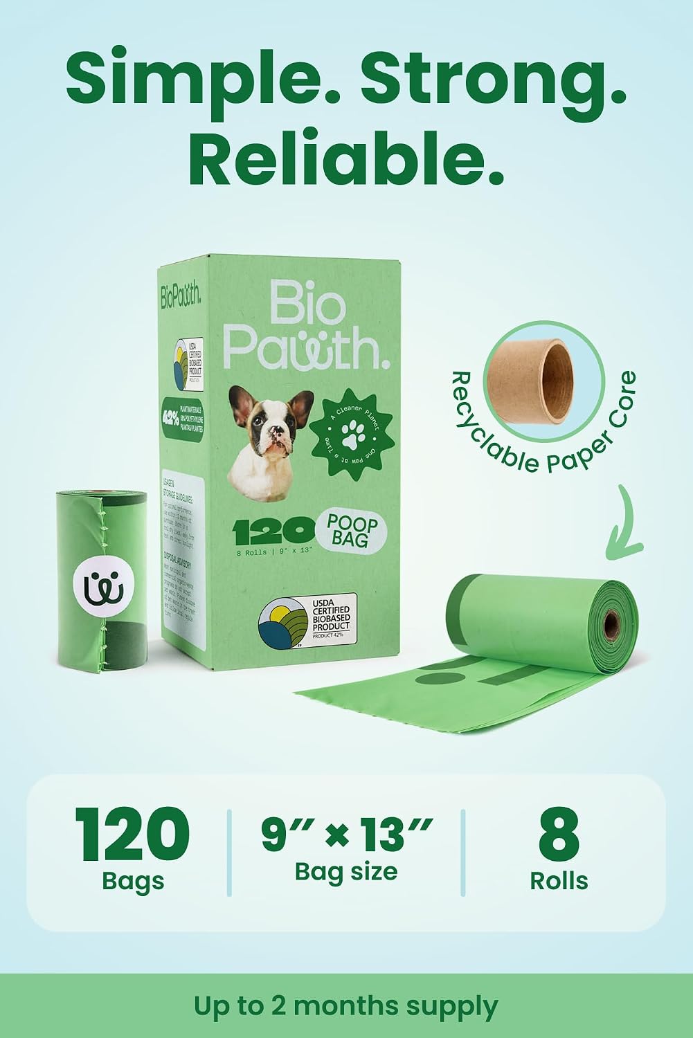 Dog Poop Bags, 120 Count Rolls, Extra Thick Poop Bags for Dogs