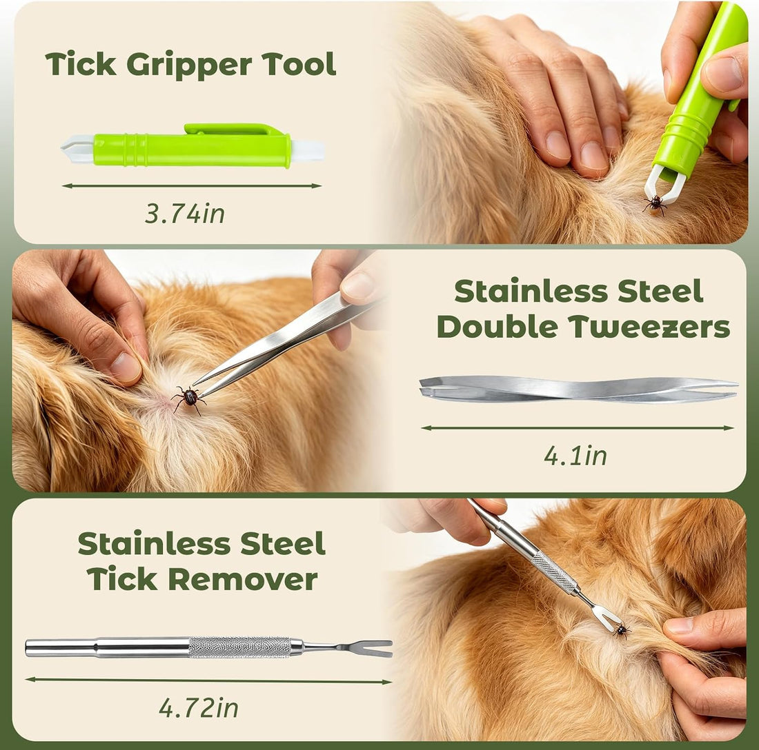 Tick Remover Tool Kit, 6-in-1 Professional Tick Removal for Dogs Cats
