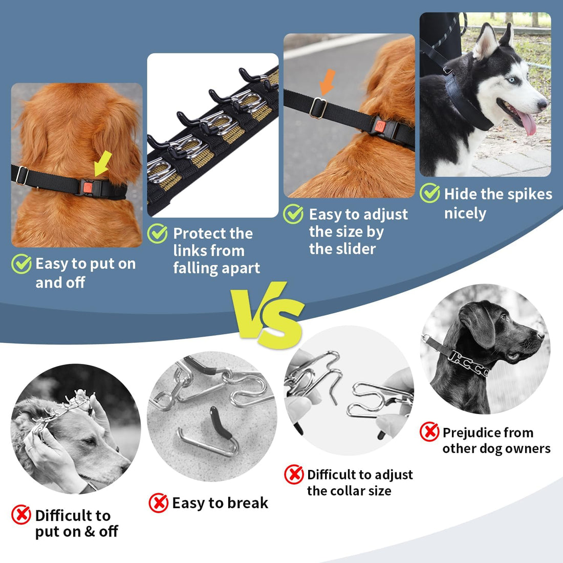 Mayerzon Martingale Dog Collar No Pull, Black, M