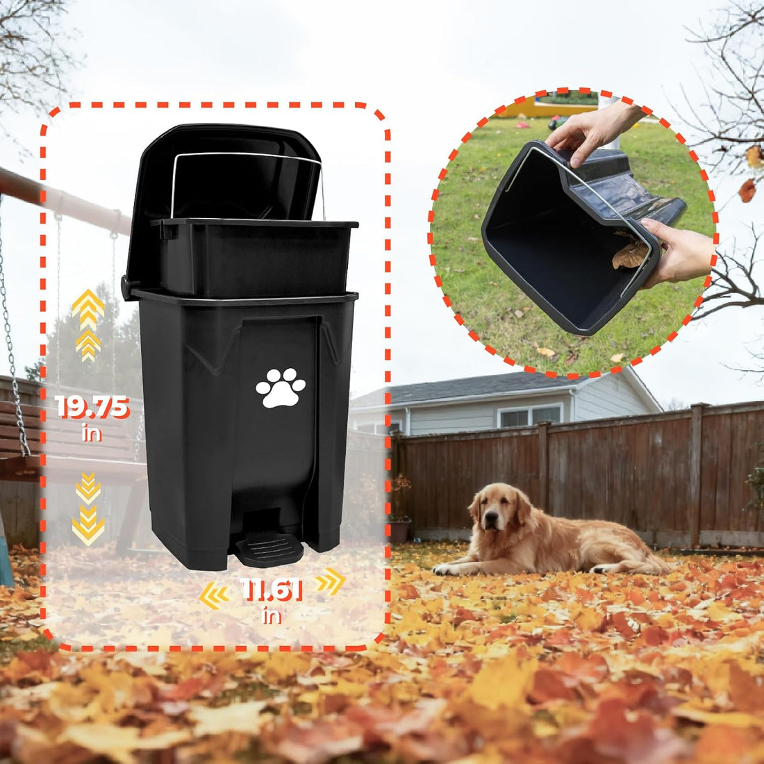 AXINCANAAN 30L Pooper Scooper with Dog Poop Trash Can Outside