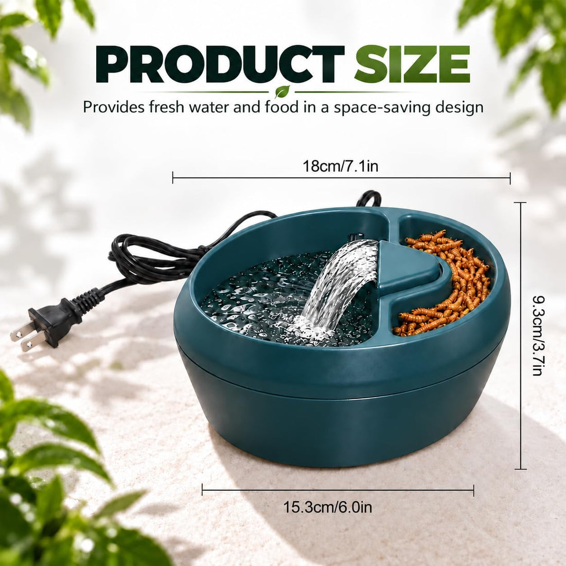 700ml Reptile Waterfall Fountain with Feeder Bowl
