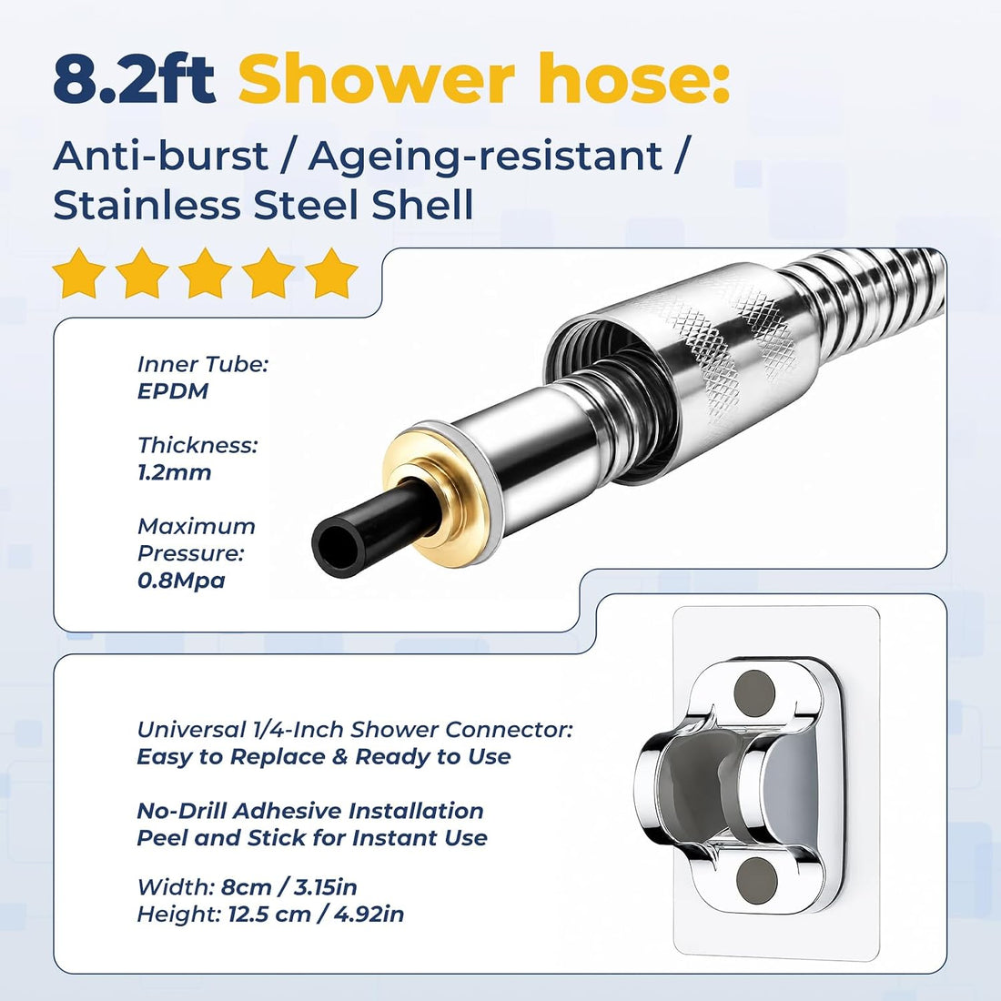 Pet Shower Sprayer Set with 8.2ft Hose & Adjustable Flow Control