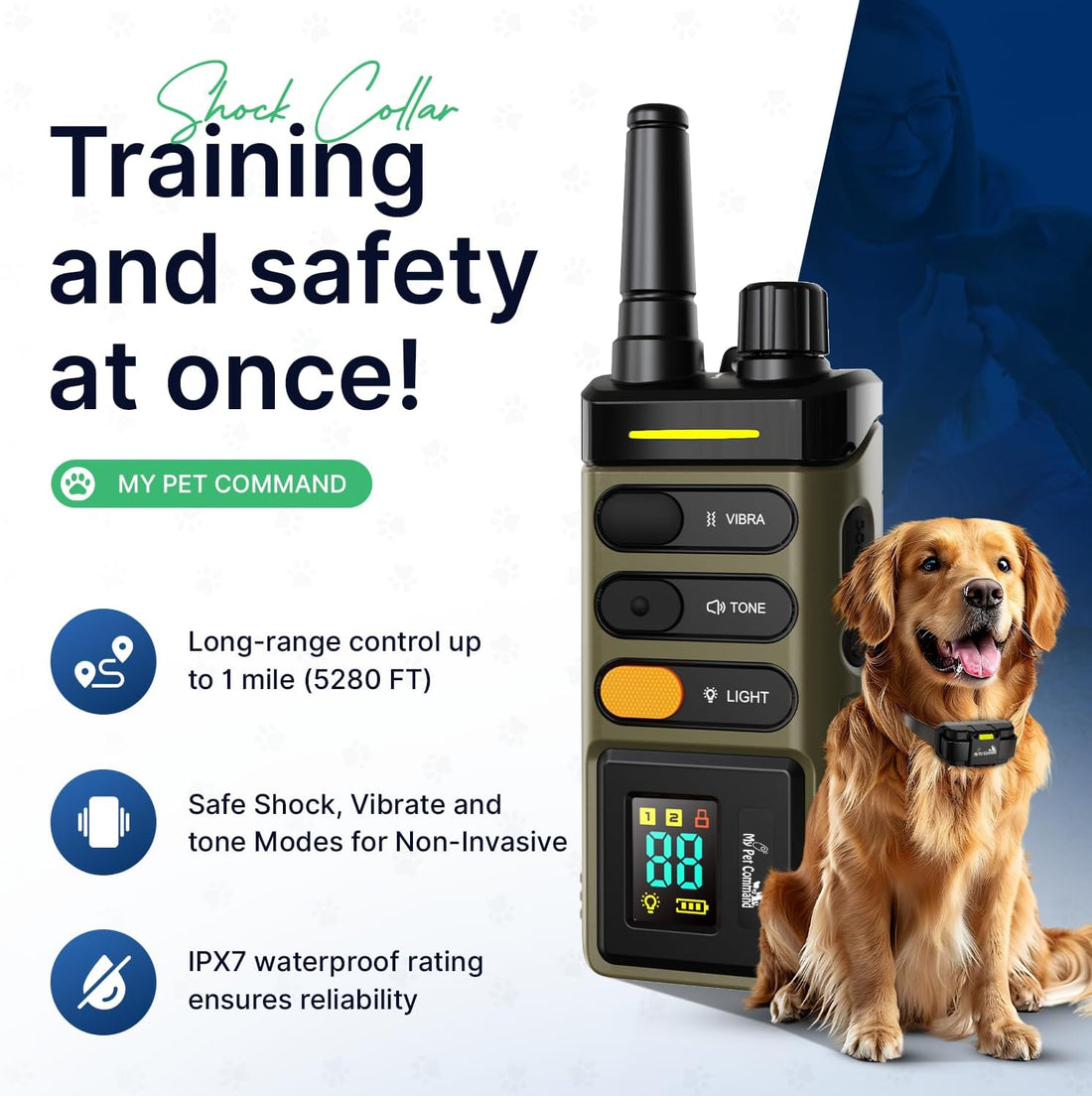 My Pet Command Long Range Dog Training Collar 1 Mile/5280 Ft