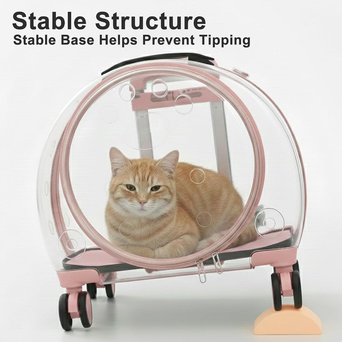 Transparent Hard Shell Cat Carrier with Wheels