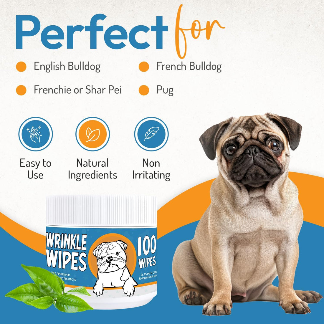 Bulldog Wrinkle Wipes for Dogs