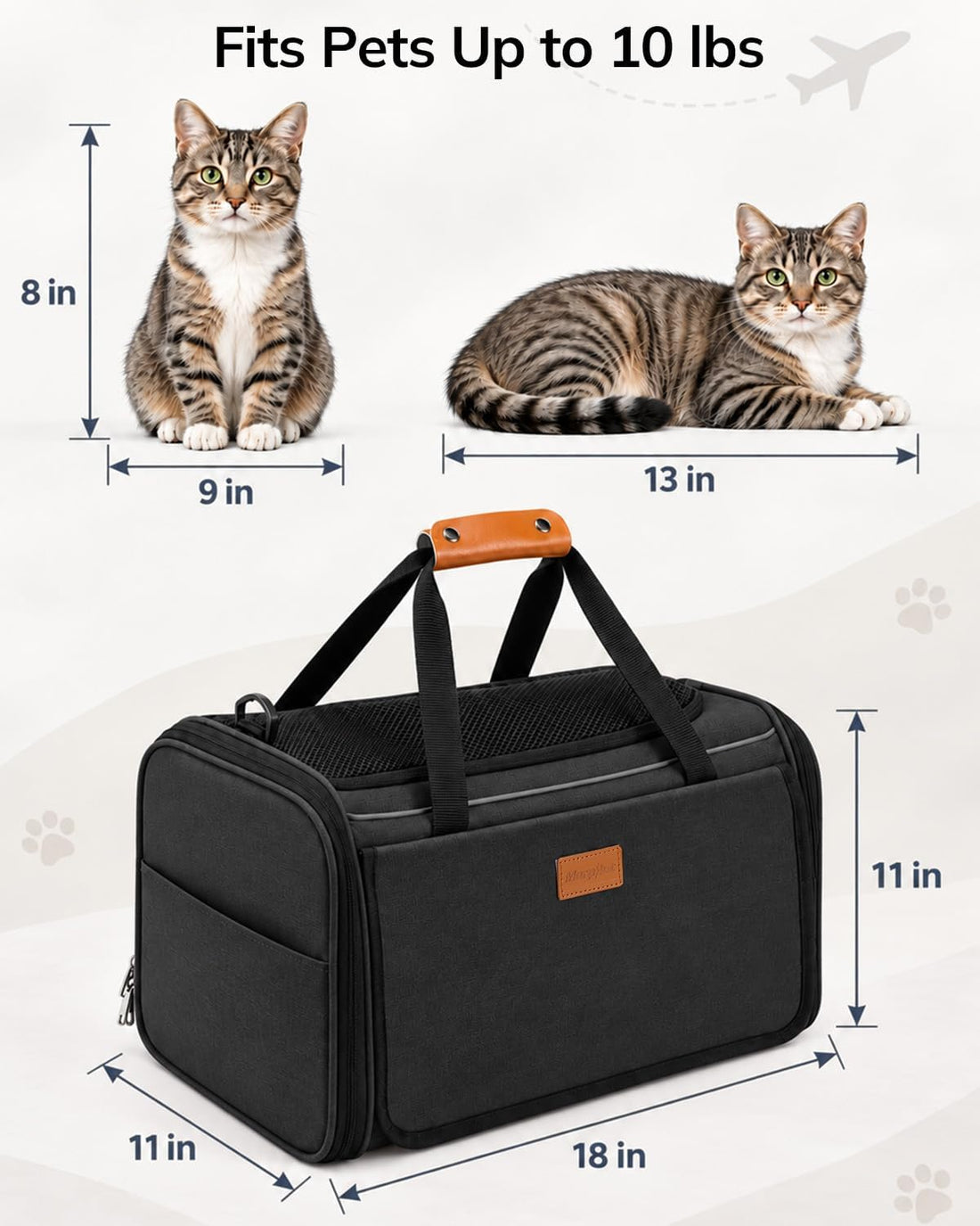 Morpilot Airline-Friendly Soft Cat Carrier, 18 x 11 x 11 in