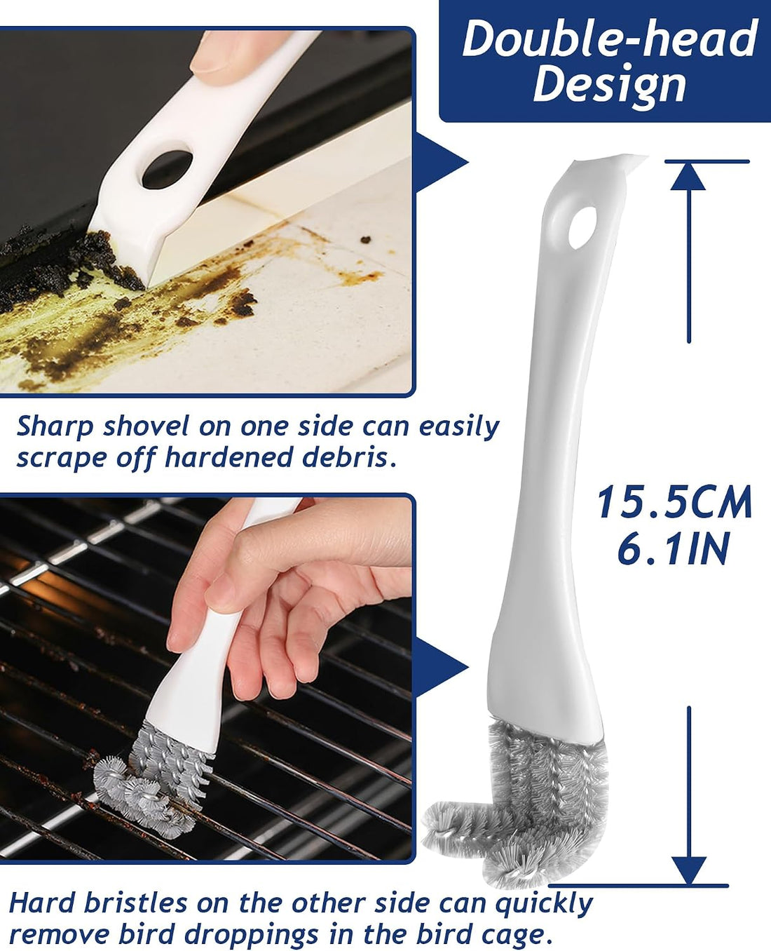 Upgrade 6PCS Cage Cleaner Set,2-in-1 Stainless Steel Pet Cage