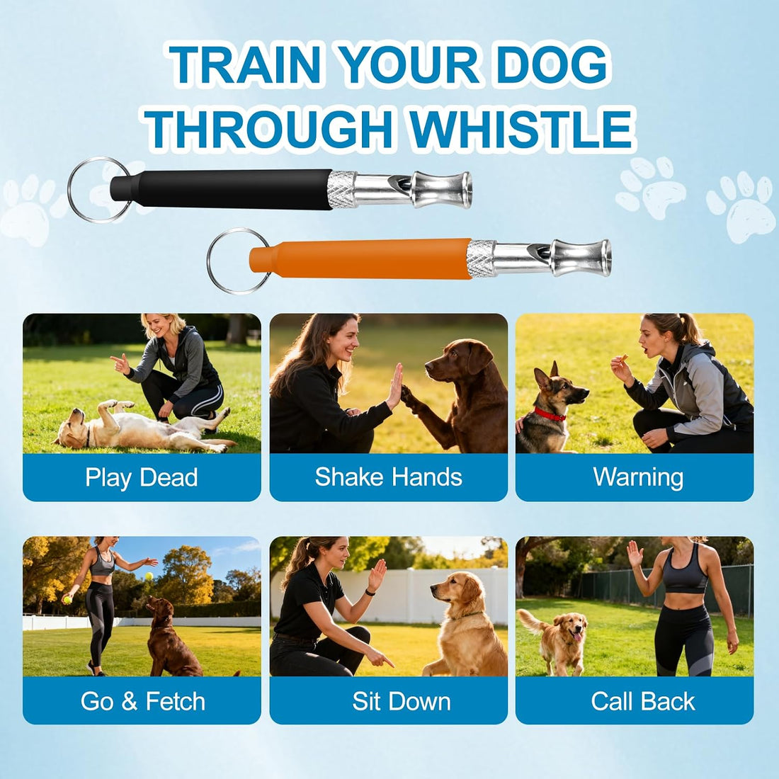 Irilatrue 2 Pack Dog Whistle Set