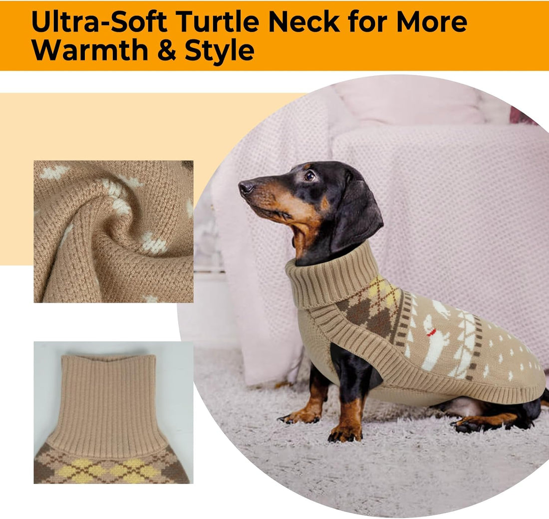 Lelepet Dachshund Sweater, Turtleneck Dog Sweaters for Small Dogs
